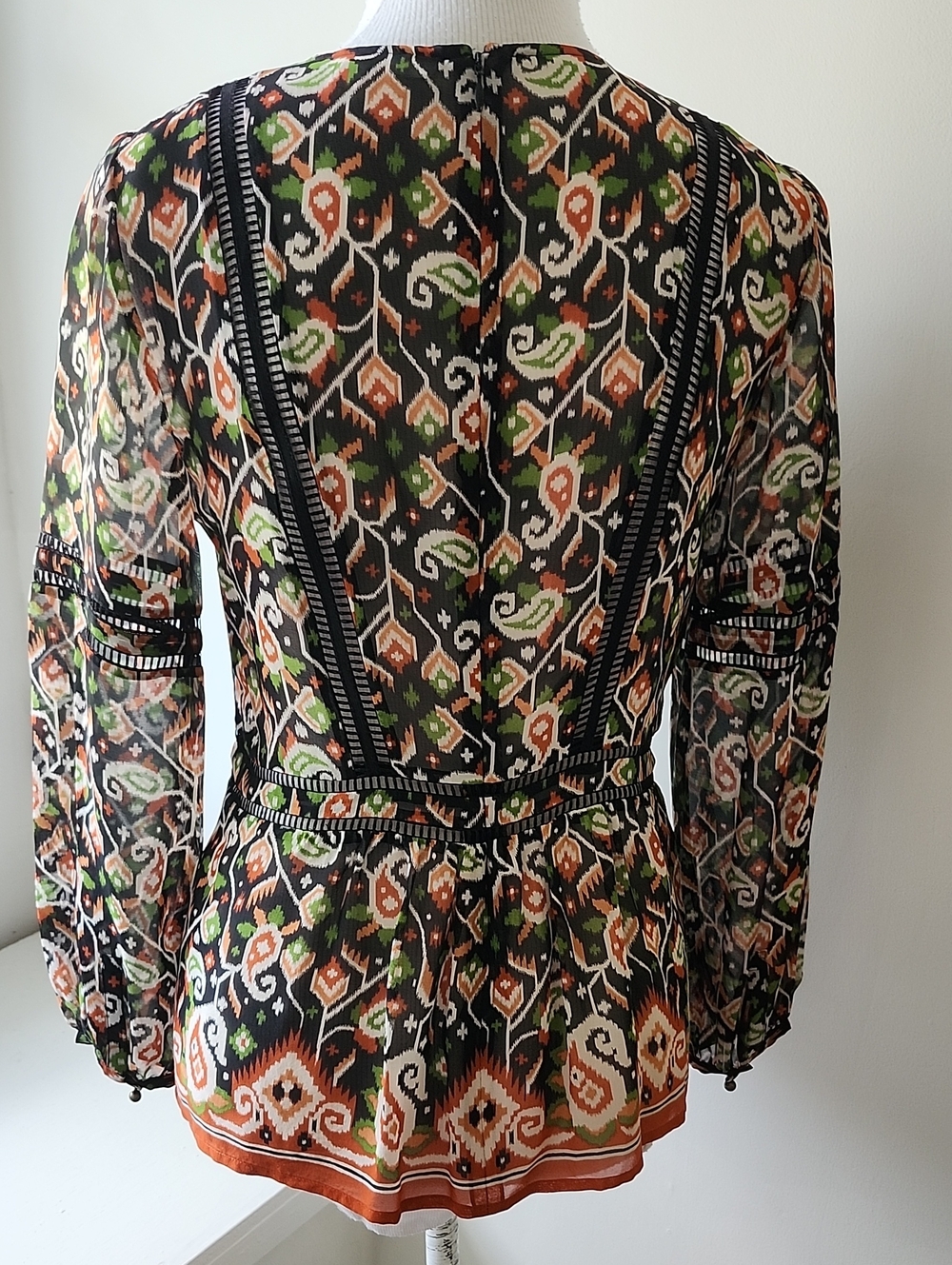 Veronica Beard Cabo Silk Peplum top Blouse Size 4 Fall Colors - Picture 4 of 8